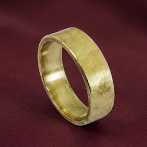 Matte Brass Band Ring, Rustic Gold Tone, Minimalist Unisex Wedding Band