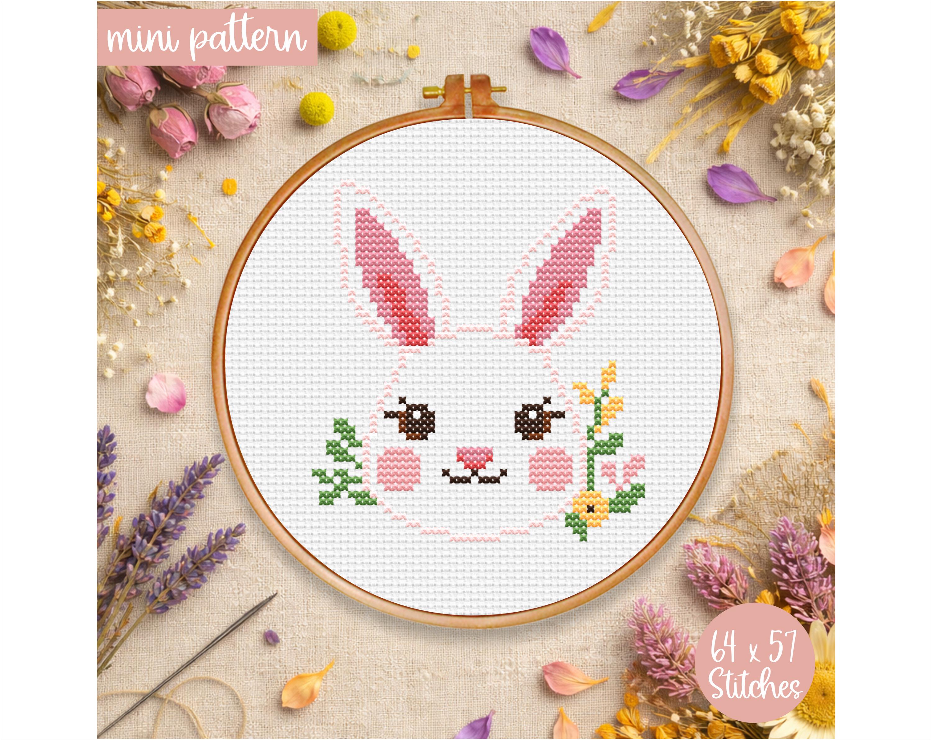 Cute Bunny Cross Stitch Pattern - Hand Embroidery Patterns Rabbit Face ...