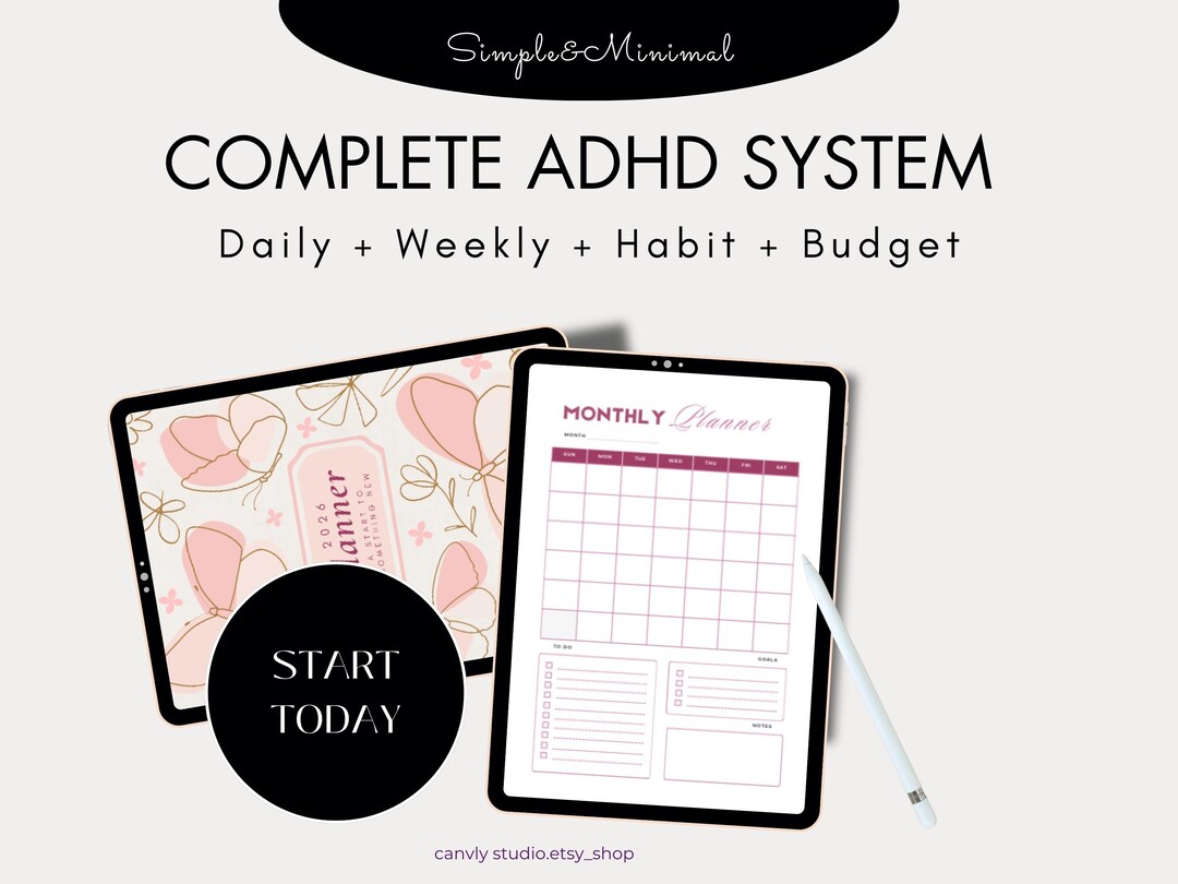 2026 ADHD Planner Printable PDF | ADHD Daily Weekly Monthly Planner ...