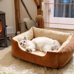 Plush Calming Pet Bed, Cozy Kitten Puppy Cushion