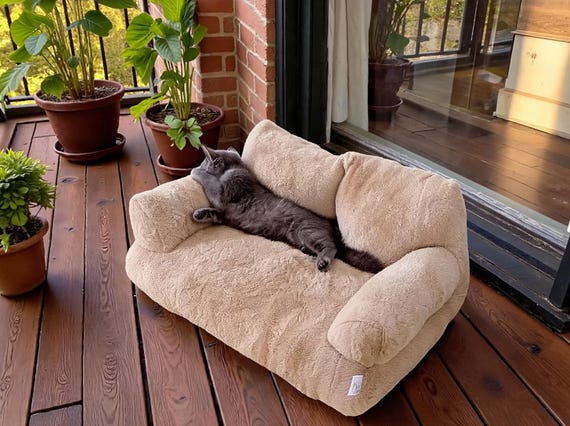 Premium Luxury Cat Bed & Small Dog Couch, Ultra Soft Warm Plush, Removable Washable Cover, Anti-Slip Base, Cozy Pet Sleeping Basket