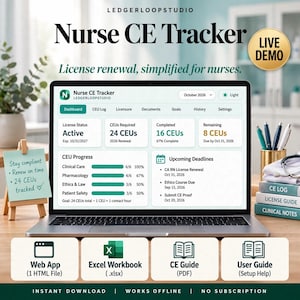Nurse CE Tracker Browser App, Multi State License Renewal Log, CEU Hours by State, Certification Expiry Tracker, Rn Lpn Aprn, Offline