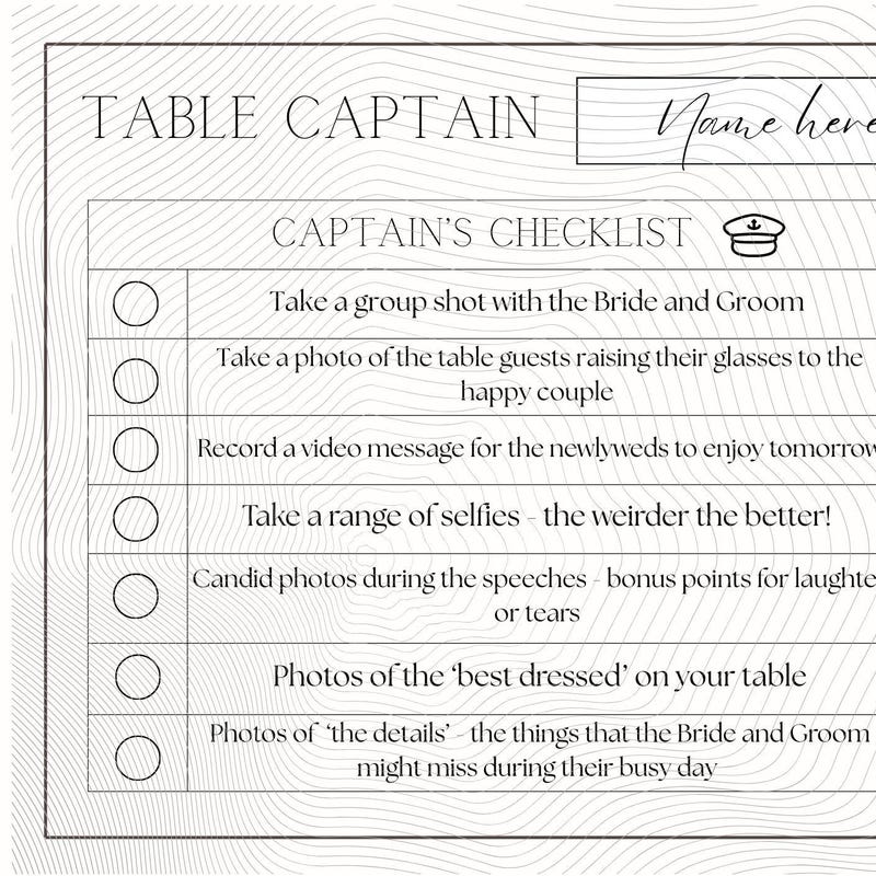 Captain of the Table Wedding - Etsy UK