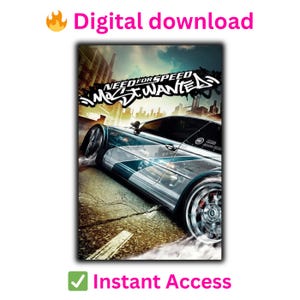 以下が含まれることがあります： ビデオゲーム「Need for Speed: Most Wanted」のデジタルダウンロード。カバーアートは、都市の背景を持つシルバーとブルーのスポーツカーです。「Instant Access」の文字も表示されています。