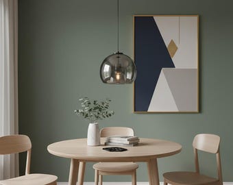 Smoke Grey Glass Pendant Light Nordic Minimalist Hanging Lamp Modern Bedroom Kitchen Island Chandelier