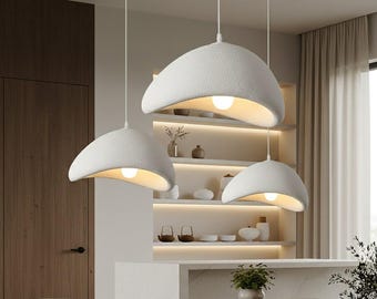 Modern Wabi Sabi LED Pendant Light Hand Sculpted Nordic Chandelier Living Dining Room Lamp