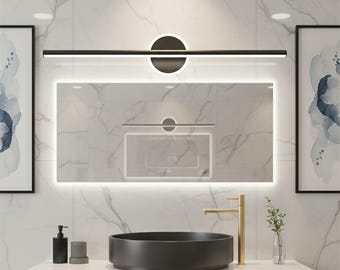 Modern LED Linear Sconce Mirror Front Vanity Lamp Gold Black Minimalist Bedroom Wall Fixture