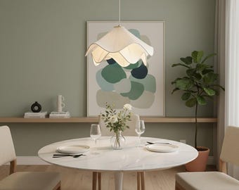 Nordic White Fabric Flower Pendant Lamp Minimalist LED Chandelier Bedroom Living Room Hanging Light