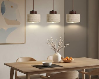 Wabi Sabi Travertine Pendant Light Japanese Modern Minimalist Cave Stone Chandelier Bedside Hanging Lamp