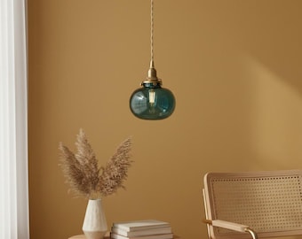 Nordic Colorful Glass Pendant Light Modern Copper Hanging Lamp Art Deco Bedroom Kitchen Chandelier