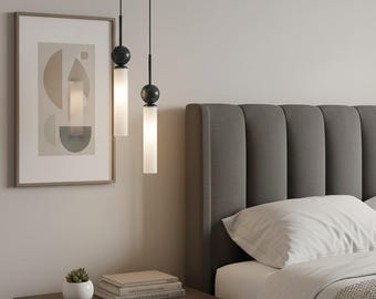 Modern Marble & Copper Pendant Light – Minimalist Nordic Cylinder Chandelier for Luxury Interiors