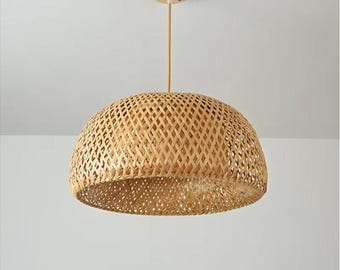 Handmade Bamboo Pendant Light Woven Chinese Style Sustainable Boho Chandelier Restaurant Hanging Ceiling Lamp