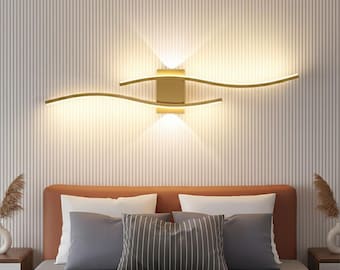 Modern Linear LED Sconce: Minimalist Gold Black Wall Light Fixture