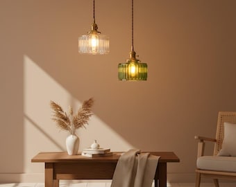Nordic Colorful Glass Pendant Light Modern Copper Hanging Lamp Art Deco Bedroom Kitchen Chandelier