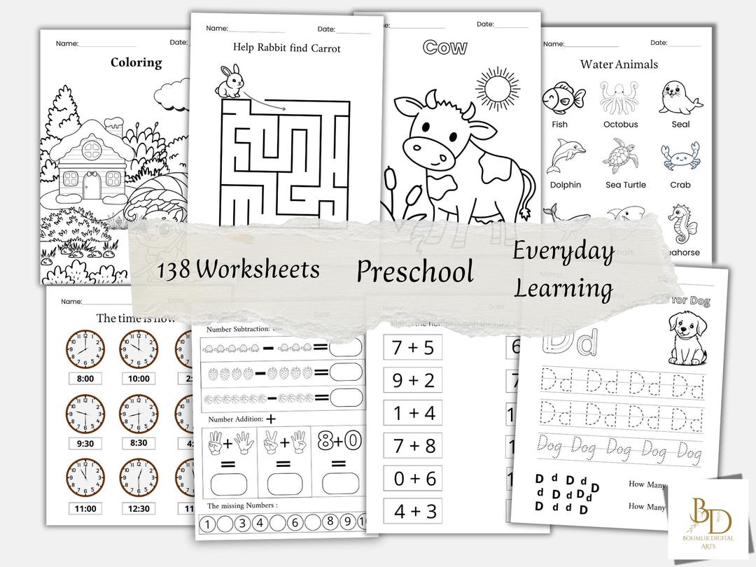 Printable Preschool Busy Book Prek Learning Workbook for Toddlers