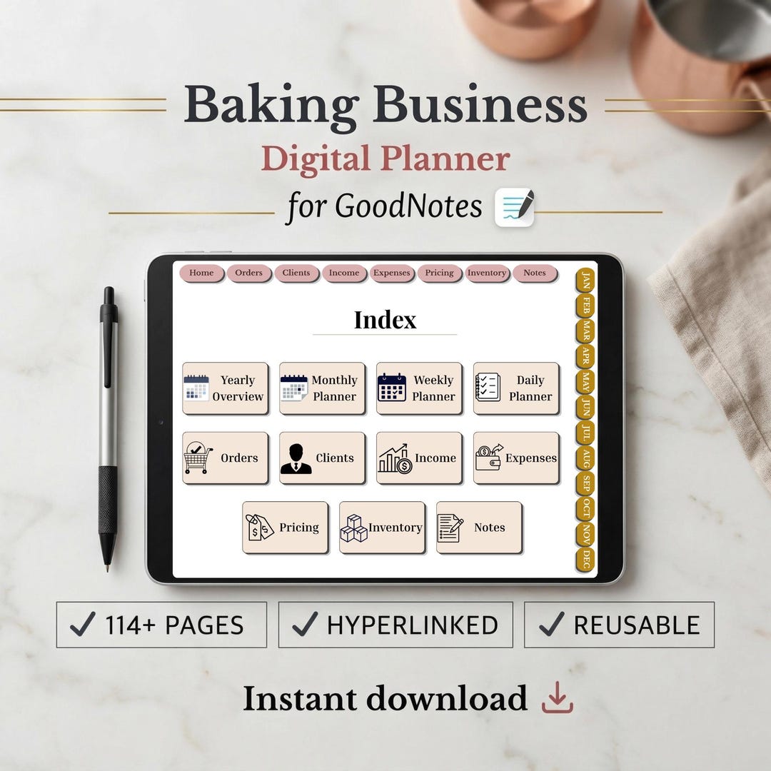 Baking Business Digital Planner for Goodnotes | Cake Order Tracker, Pricing Calculator, Income ...