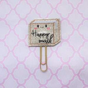Happy mail package glitter vinyl planner paperclip, Planner mail bookmark,Happy mail package glitter vinyl paperclip, paperclip accessory