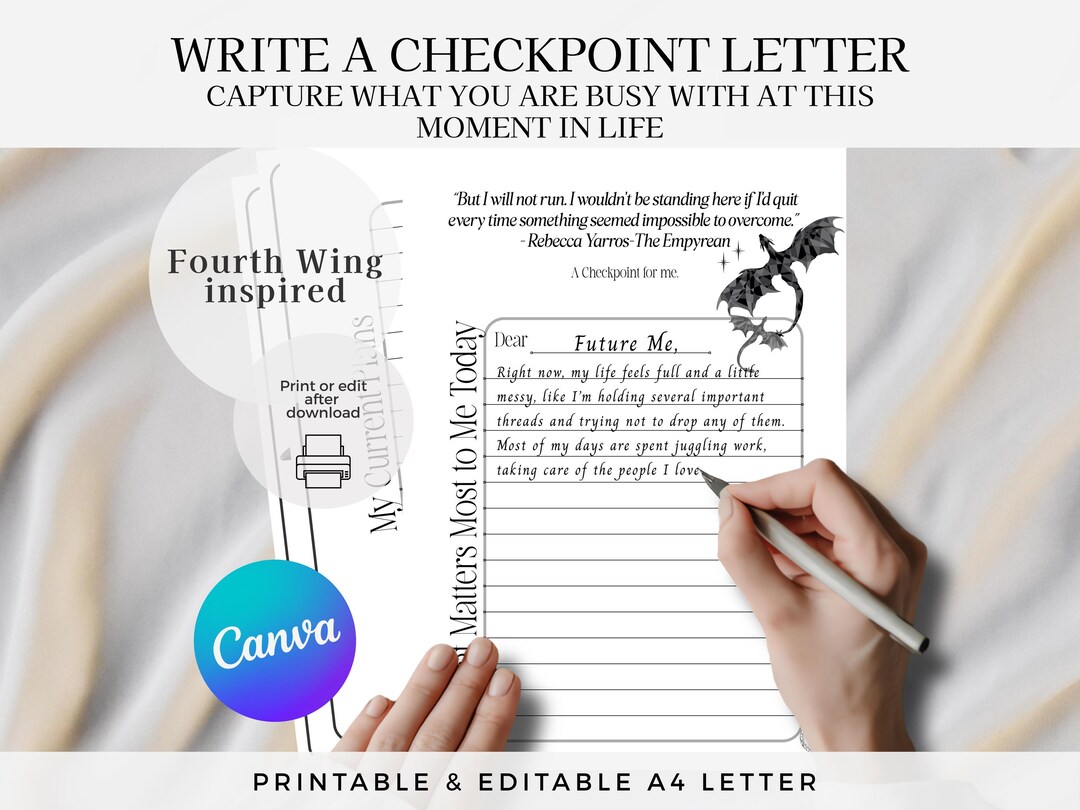 Checkpoint Letters Fourth Wing Inspired Checkpoint Letter Template- Guided Reflection ...