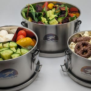 Stainless Steel Bento Box Set | Pack the Day Lunch Containers, Stackable 3-Piece