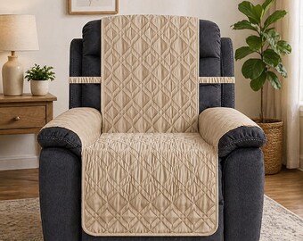 Waterproof Recliner Slipcover | Non-Slip Protector for Pets, Kids (Beige, 23")