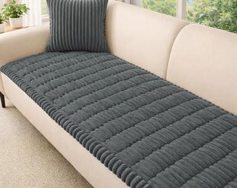 Plush Fuzzy Couch Cover for Dogs & Pets - Non-Slip Thick Sofa Slipcover