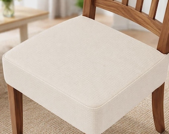 Waterproof Dining Chair Seat Covers | Stretch Washable Kitchen Chair Slipcover | Removable Beige Protector