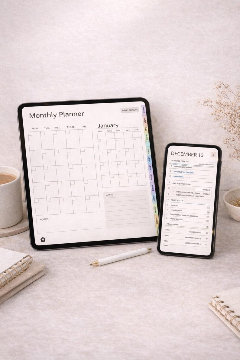 Undated Digital Planner, Goodnotes iPad Android Planner (printable PDF ...