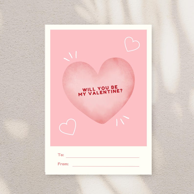 Printable Valentine Card Instant Download, Will You Be My Valentine ...