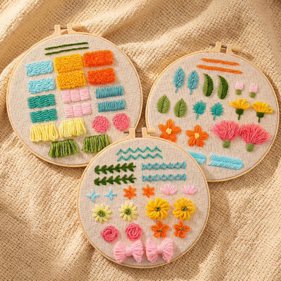 Punch Needle Starter Kit, Embroidery Practice Flowers, Beginner Craft ...