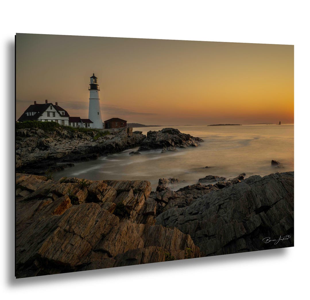 Portland Head Light Sunset Photo Maine Lighthouse Rocky Coast Seascape ...