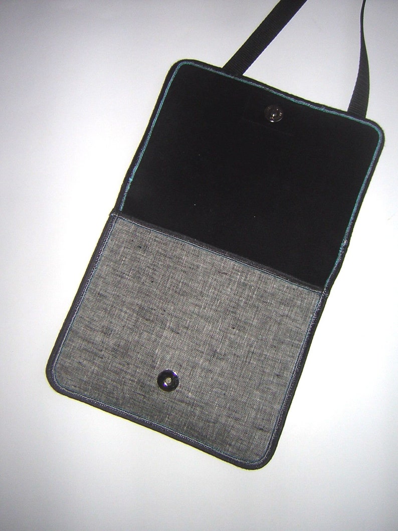NEW Sling Bag fit large phone /& eyeglass Small Crossbody Bag gadget case Passport Purse travel pocket Handmade bag gray turquoise teal