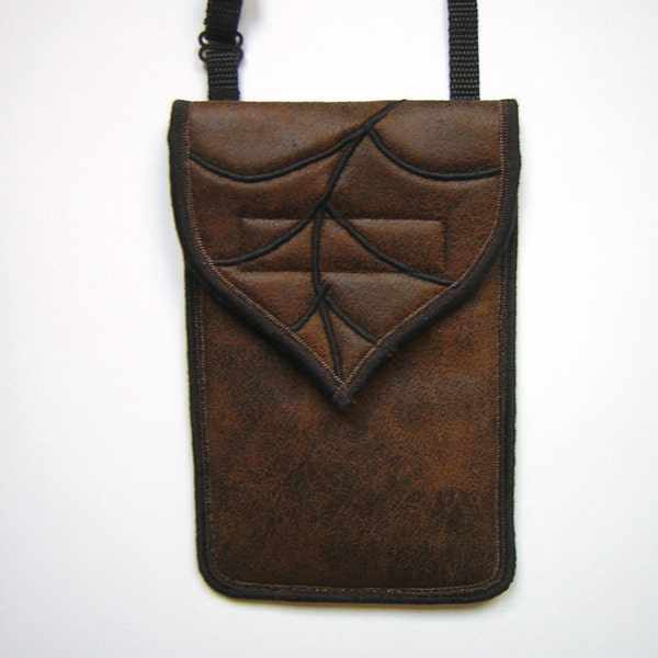 NEW iPhone 6 / Plus Neck Cover Brown Leaf Sling Bag Cross Body Purse iphone6 Hipster Bag Brown vintage leather imitation