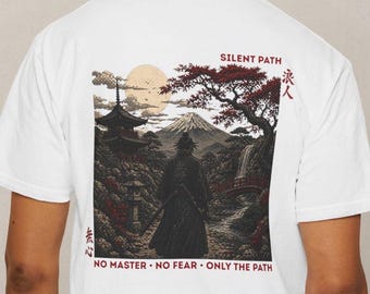 Samurai T Shirt Japanese Art Tee, Ronin Graphic Shirt, Vintage Japan Streetwear, Aesthetic Anime Style Shirt, Unisex Back Print Tee