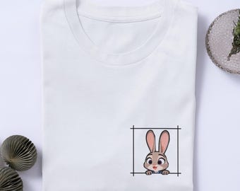 Judy Bunny T-Shirt, Cute Cartoon Bunny Shirt, Kawaii Rabbit Tee, Minimalist Animal Shirt, Couple Matching Shirt, Fox Bunny Set,Aesthetic Tee