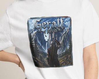 Geralt Inspired Fantasy T-Shirt, Monster Hunter Graphic Tee, Medieval Warrior Shirt, Dark Fantasy Aesthetic, RPG Gamer Tee, Unisex