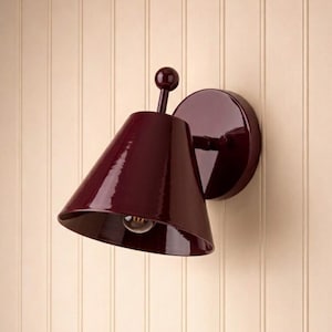 Handcrafted Wine Color Wall Sconce Mid Century Cone Burgundy Reading Lamp Oxblood Red Bedside Light Italian Modern Wall Lighting Home Décor