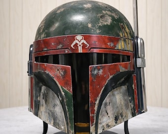 Handmade Metal T Visor Helmet | Green Red Battle Vintage Style Worn Armor | Sci Fi Inspired Warrior Cosplay Prop | Halloween Gift for Him