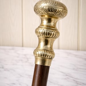 Handgefertigte Gehstock aus Holz mit viktorianischem Griff aus Messing | 3-Klappstick | Personalisiertes Geschenk für ihn, Geschenk zur Ruhestandsfeier
