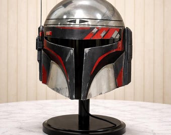 Handmade Red & Black Galactic Commando Helmet | Metal T Visor Sci-Fi Armor Prop w/ Rangefinder | Tactical Warrior Battle Cosplay Helmet Gift