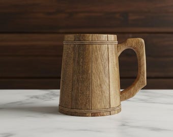 Handcrafted Wooden Beer Mug | Solid Mango Wood Viking Tankard | Norse Inspired Rustic Oktoberfest Beer Stein | Party & Fathers Day Gift