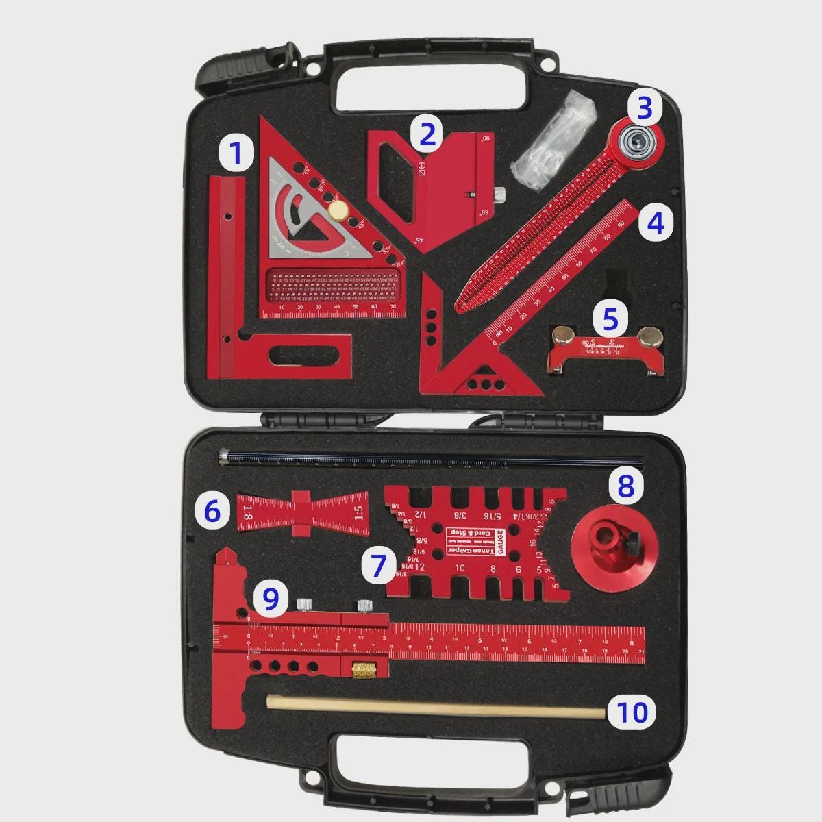 10-piece Woodworking Measuring & Layout Tool Kit – Precision Aluminum ...