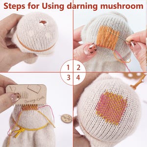 Knit Patch Kit – Wooden Mushroom Darning Tool for Knitting & Embroidery Repair, DIY Mending Kit