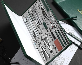 23-Piece Metal Drafting Compass Set – Precision Geometry & Engineering Drawing Tools Kit