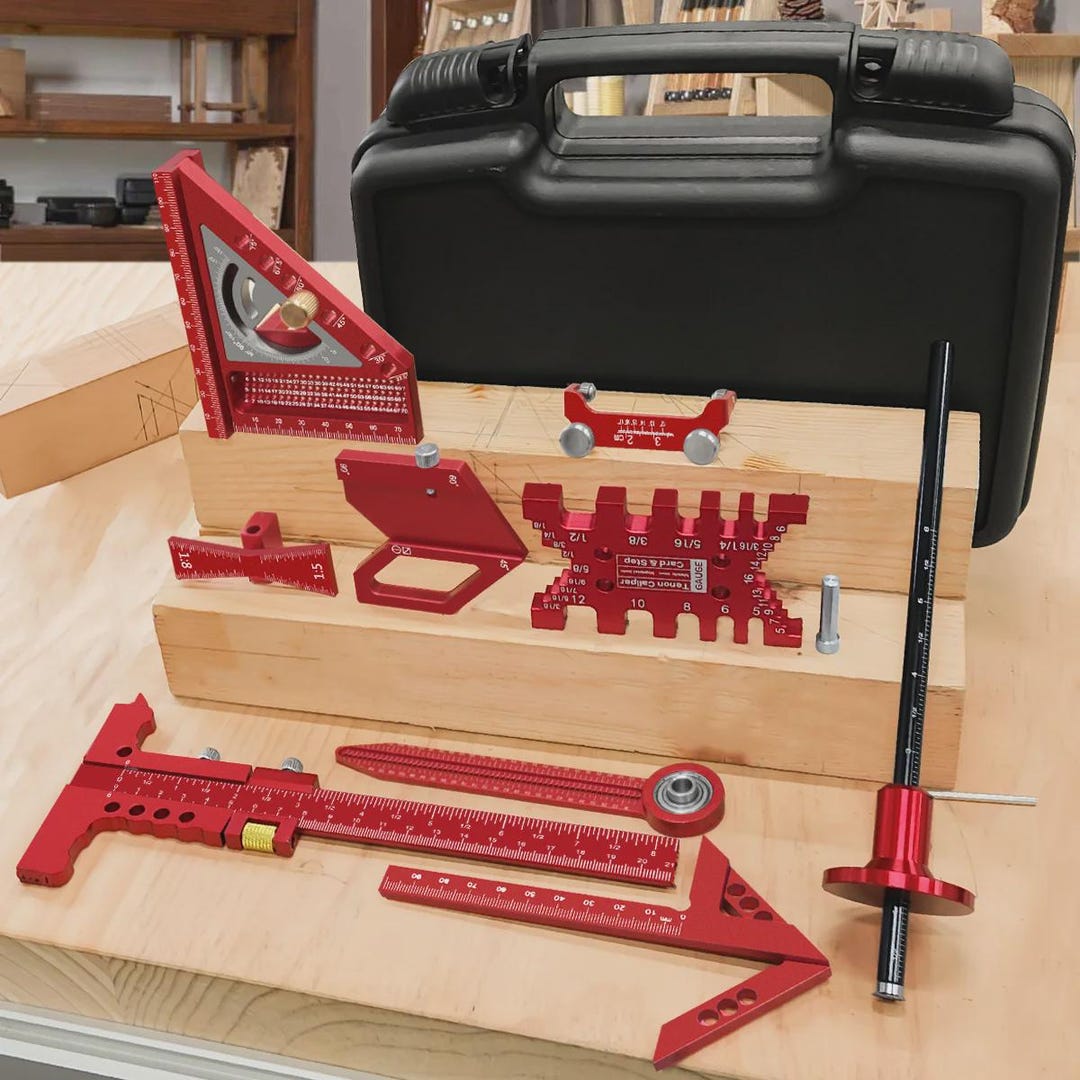 10-piece Woodworking Measuring & Layout Tool Kit – Precision Aluminum ...