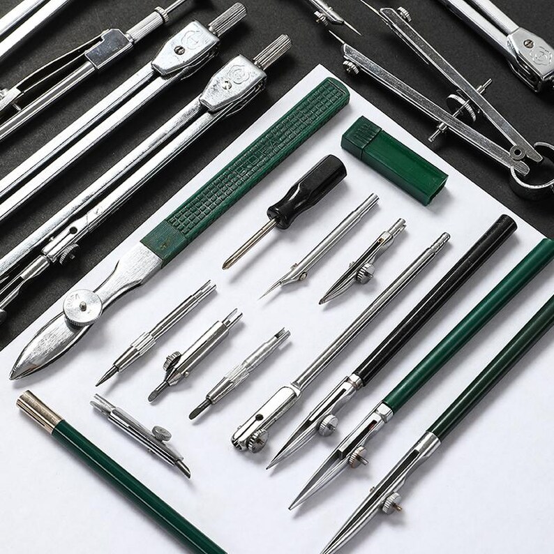 23-piece Metal Drafting Compass Set – Precision Geometry & Engineering ...