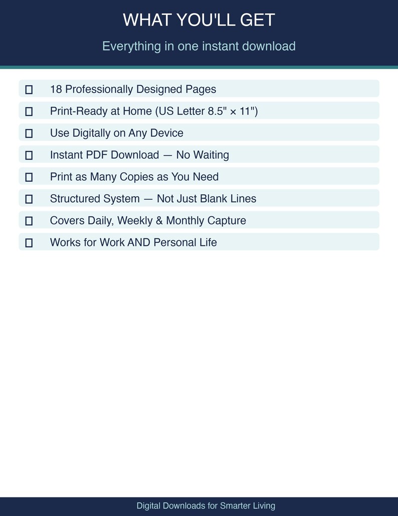 Memory Capture Template Memory Capture System Workbook — 18-page External Brain PDF Planner - Etsy