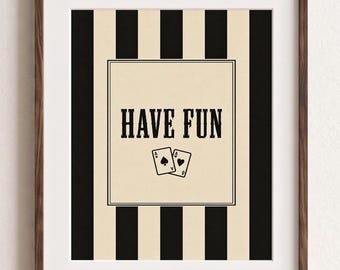 Vintage Typography  Western Wall Art, Playing Card Poster, Beige Cowboy Decor, Retro Game Room Print