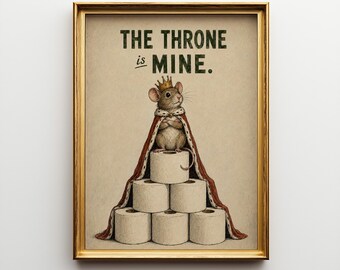 Funny Bathroom Decor, Funky Vintage Wall Art, Cute Whimsical Decoration, Quirky Retro Toilet Poster