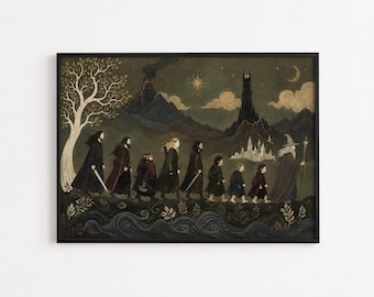 Fantasy Fellowship Wall Art, Nine Companions Print, Epic Quest Poster, Fellowship Journey Artwork, Fantasy Reader Decor