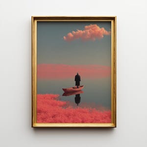 Surreal Art Print, Dreamlike Surreal Painting Pink Landscape | Wall Decor